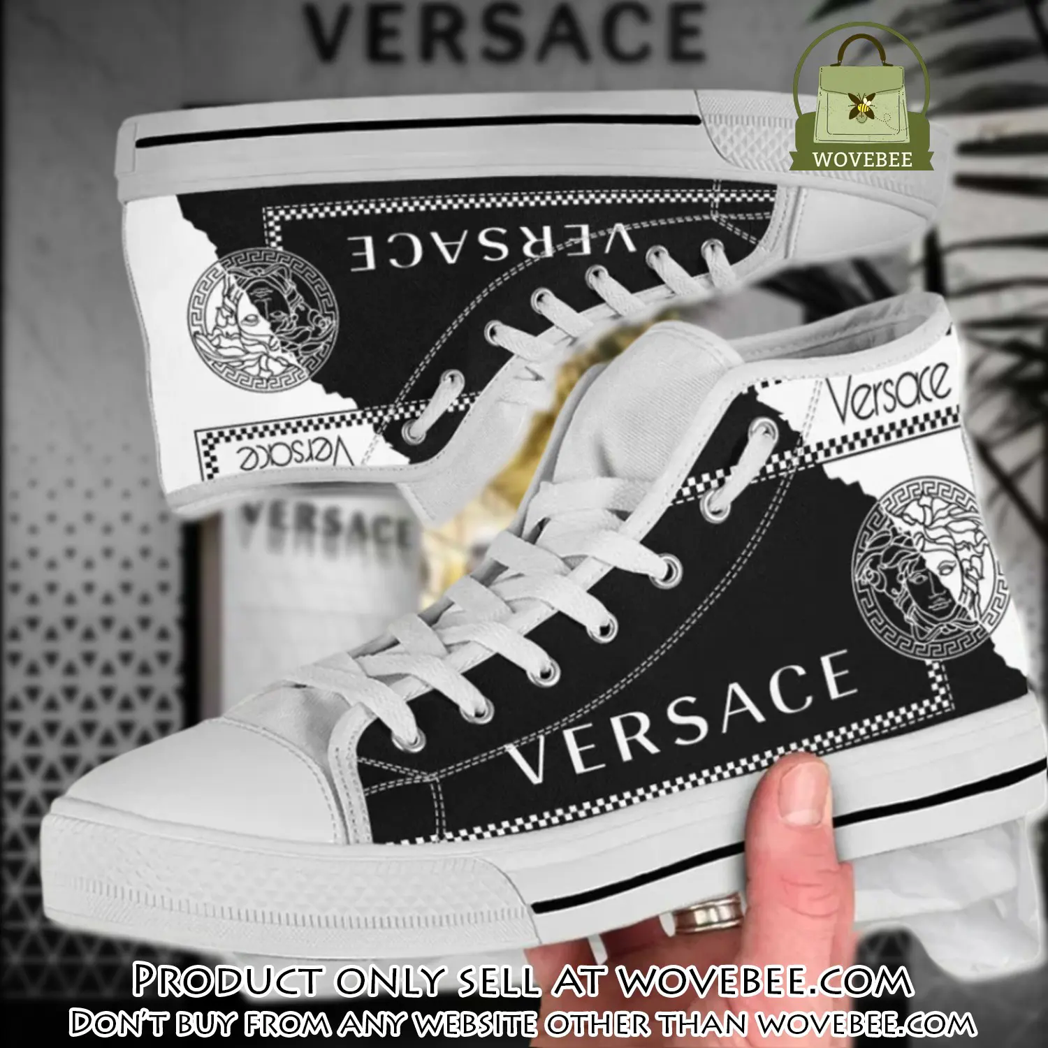 Versace new medusa gold white high top canvas shoes luxury brand gifts for men women wvb5348343